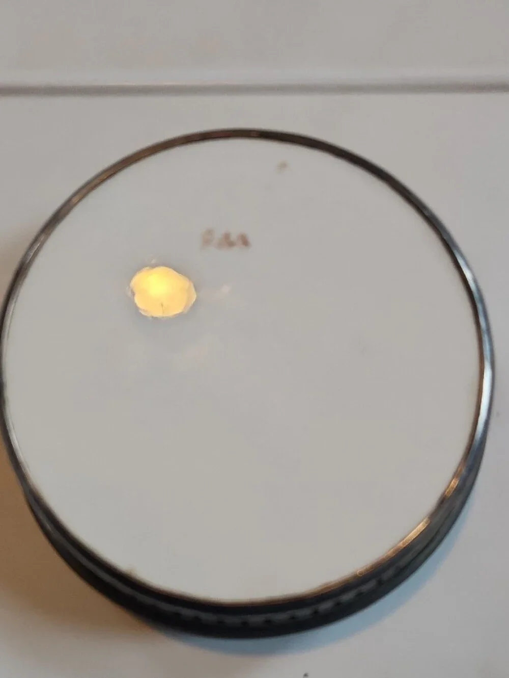 Vintage Small Ceramic Metal Dish Coaster Tray  3.5'